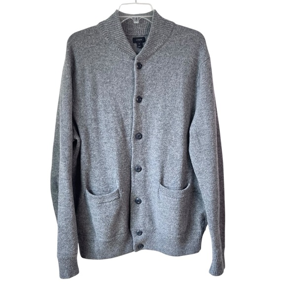 J.Crew Men’s Lambswool Shawl Collar Cardigan Sweater XL Gray - Picture 1 of 8